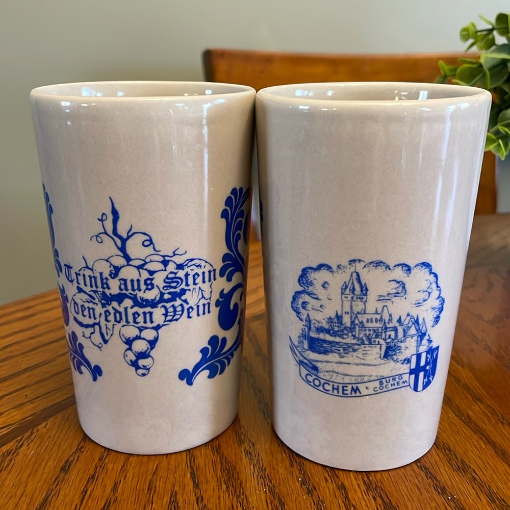 New Ceramic Beer Matching Mugs Made in Germany Souvenirs Pottery Embossed